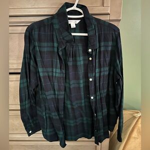 Old Navy Dark Green and Black Plaid Shirt